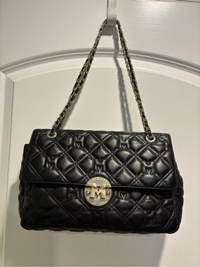 Metro City Quilted Black Chain-Handle Shoulder Bag